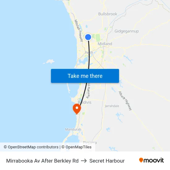 Mirrabooka Av After Berkley Rd to Secret Harbour map