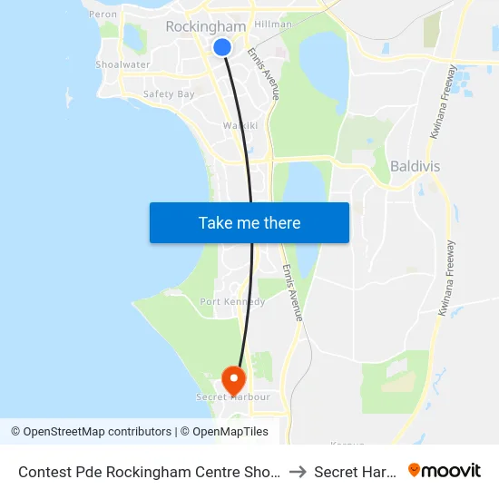 Contest Pde Rockingham Centre Shopping Ctr to Secret Harbour map