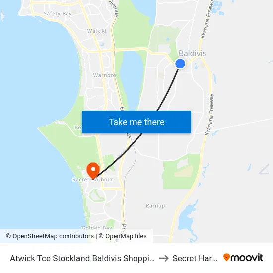 Atwick Tce Stockland Baldivis Shopping Centre to Secret Harbour map