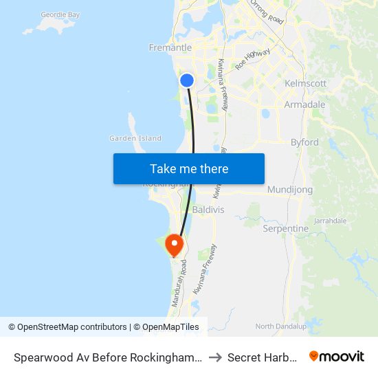 Spearwood Av Before Rockingham Rd to Secret Harbour map