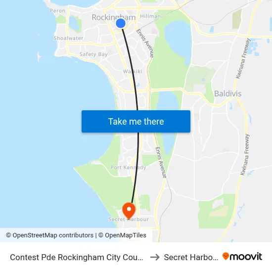 Contest Pde Rockingham City Council to Secret Harbour map