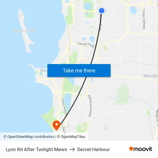 Lyon Rd After Twilight Mews to Secret Harbour map