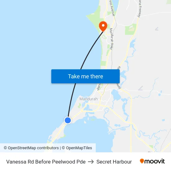 Vanessa Rd Before Peelwood Pde to Secret Harbour map