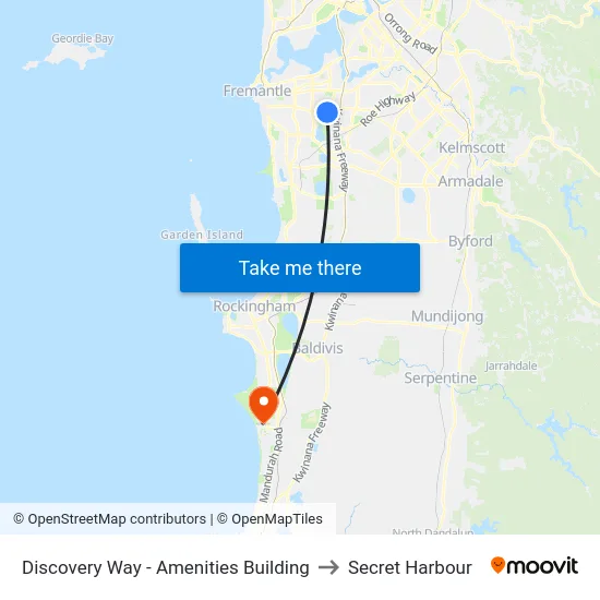 Discovery Way - Amenities Building to Secret Harbour map