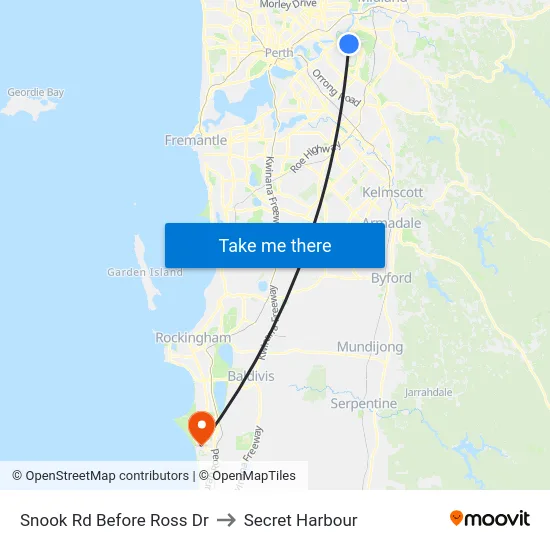 Snook Rd Before Ross Dr to Secret Harbour map