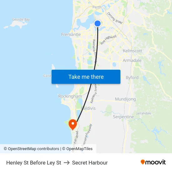 Henley St Before Ley St to Secret Harbour map