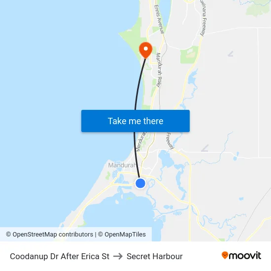 Coodanup Dr After Erica St to Secret Harbour map