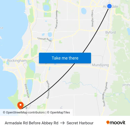 Armadale Rd Before Abbey Rd to Secret Harbour map