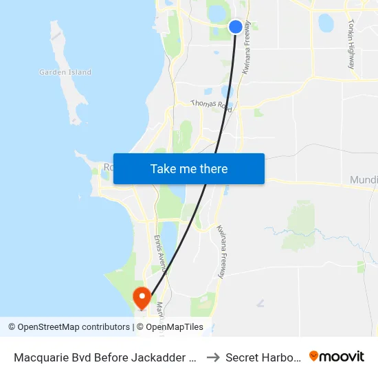Macquarie Bvd Before Jackadder Av to Secret Harbour map