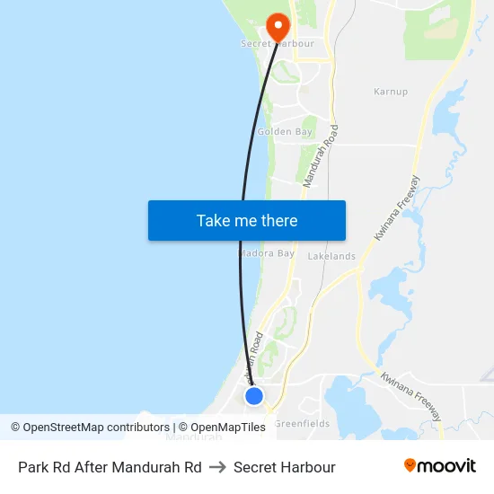 Park Rd After Mandurah Rd to Secret Harbour map