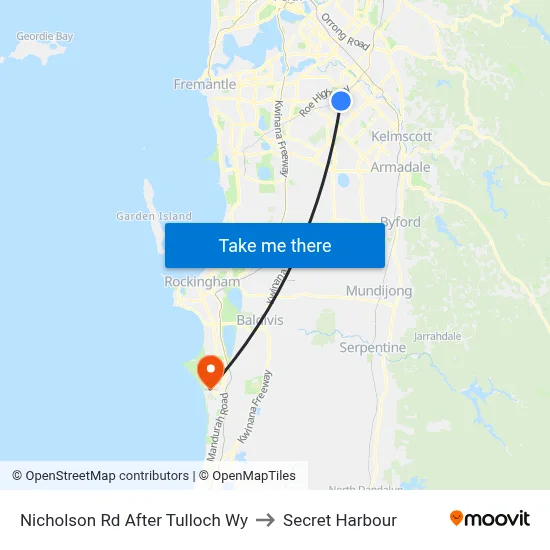 Nicholson Rd After Tulloch Wy to Secret Harbour map
