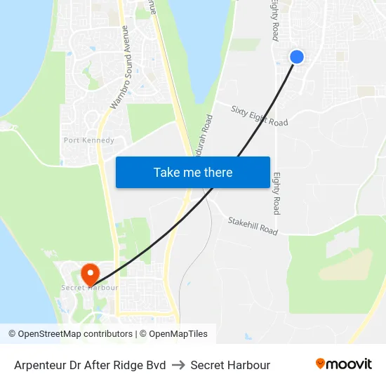 Arpenteur Dr After Ridge Bvd to Secret Harbour map