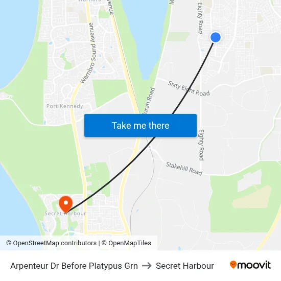 Arpenteur Dr Before Platypus Grn to Secret Harbour map