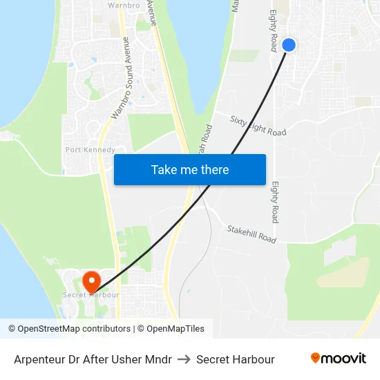 Arpenteur Dr After Usher Mndr to Secret Harbour map