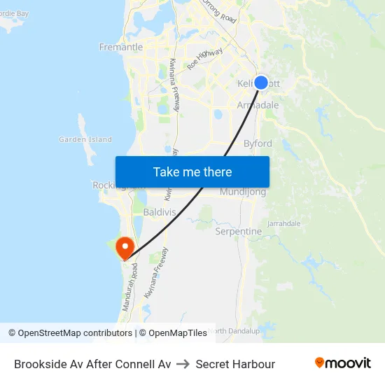 Brookside Av After Connell Av to Secret Harbour map