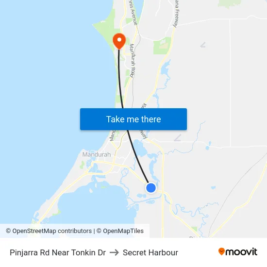 Pinjarra Rd Near Tonkin Dr to Secret Harbour map