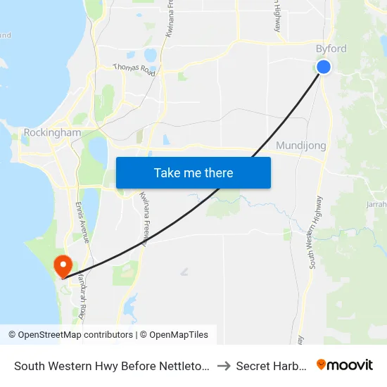 South Western Hwy Before Nettleton Rd to Secret Harbour map