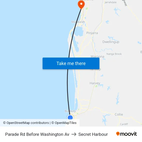 Parade Rd Before Washington Av to Secret Harbour map