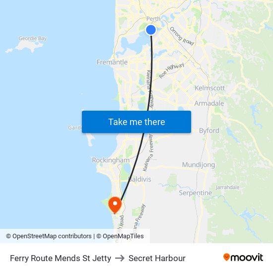 Ferry Route Mends St Jetty to Secret Harbour map