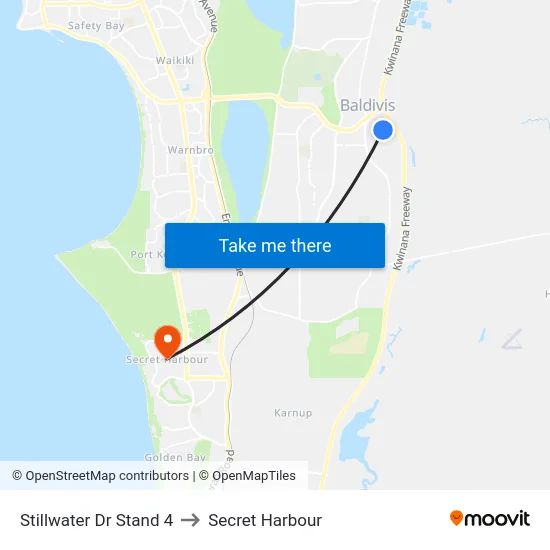 Stillwater Dr Stand 4 to Secret Harbour map