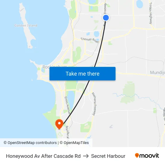Honeywood Av After Cascade Rd to Secret Harbour map