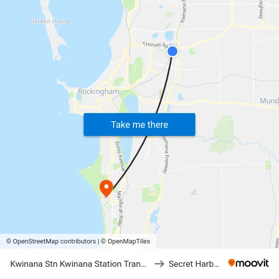 Kwinana Stn Kwinana Station Transwa to Secret Harbour map