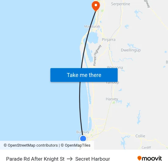 Parade Rd After Knight St to Secret Harbour map