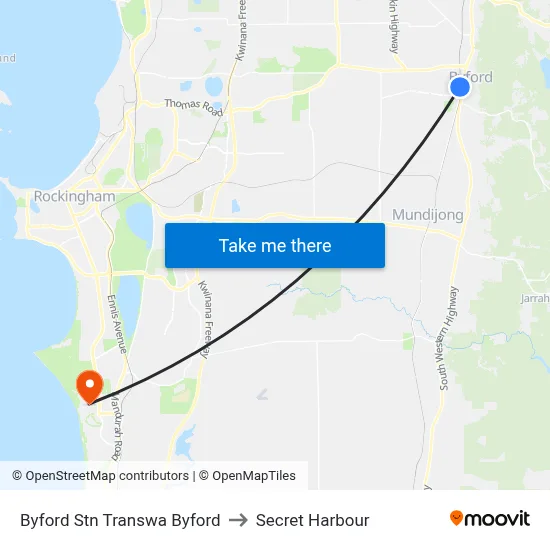 Byford Stn Transwa Byford to Secret Harbour map