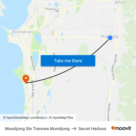 Mundijong Stn Transwa Mundijong to Secret Harbour map