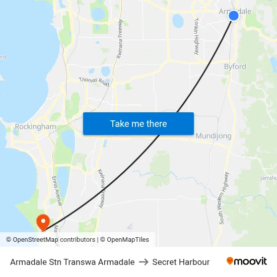 Armadale Stn Transwa Armadale to Secret Harbour map