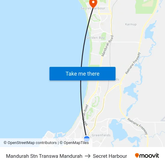 Mandurah Stn Transwa Mandurah to Secret Harbour map