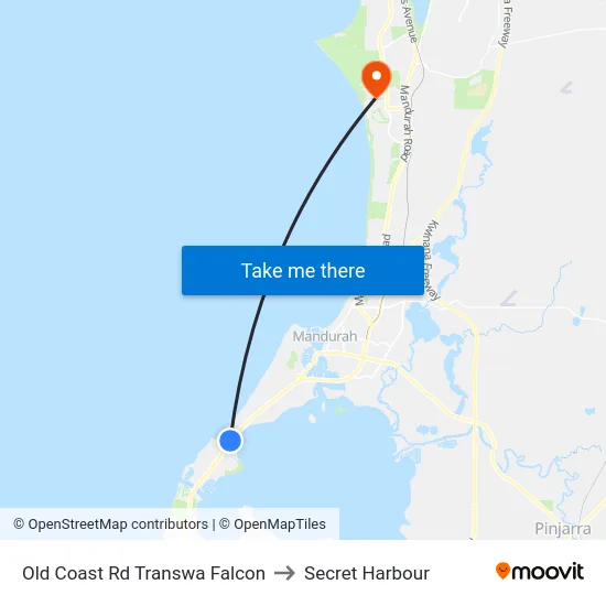 Old Coast Rd Transwa Falcon to Secret Harbour map