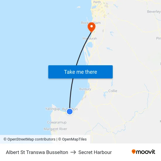 Albert St Transwa Busselton to Secret Harbour map