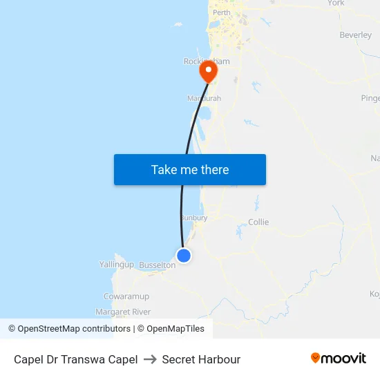 Capel Dr Transwa Capel to Secret Harbour map