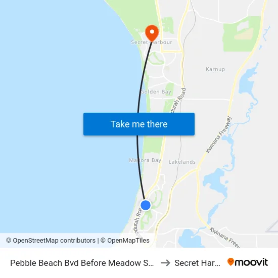 Pebble Beach Bvd Before Meadow Springs Dr to Secret Harbour map