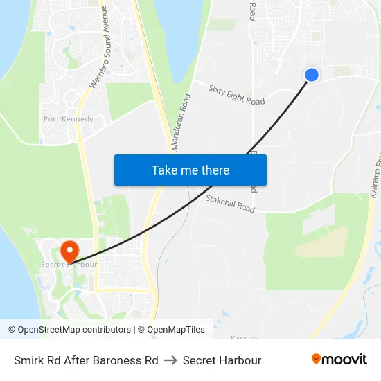 Smirk Rd After Baroness Rd to Secret Harbour map
