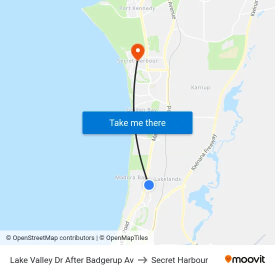 Lake Valley Dr After Badgerup Av to Secret Harbour map