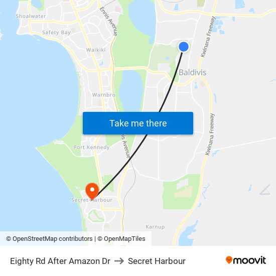 Eighty Rd After Amazon Dr to Secret Harbour map