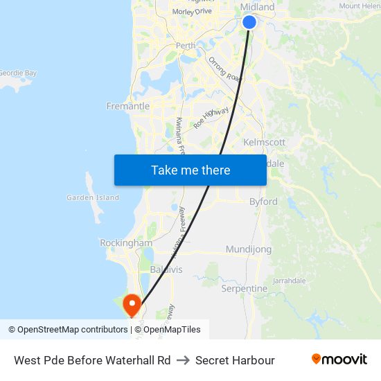 West Pde Before Waterhall Rd to Secret Harbour map