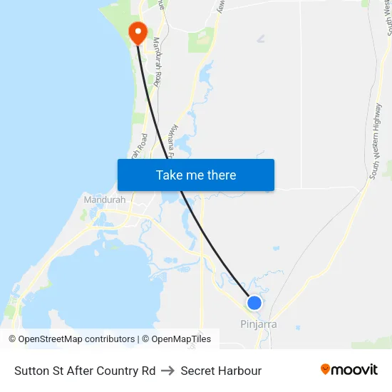 Sutton St After Country Rd to Secret Harbour map