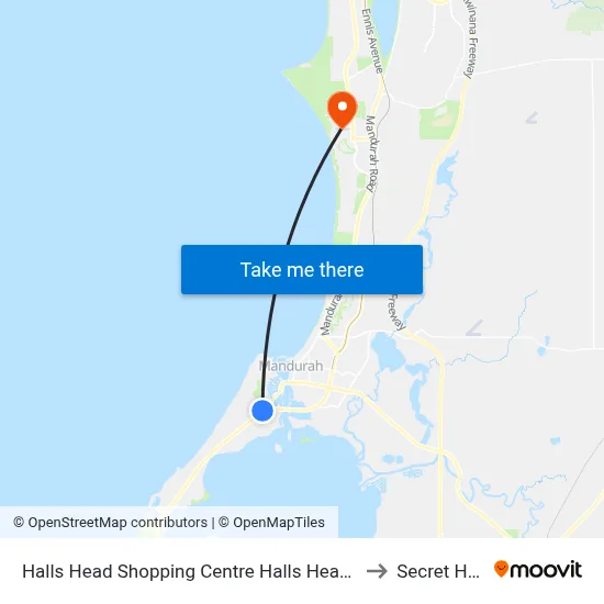 Halls Head Shopping Centre Halls Head Shops (Regional) to Secret Harbour map