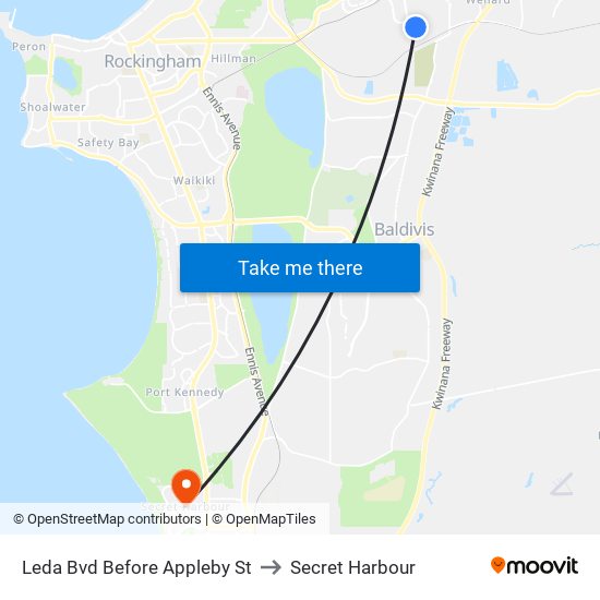 Leda Bvd Before Appleby St to Secret Harbour map