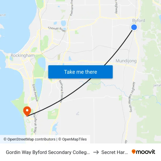 Gordin Way Byford Secondary College Stand 3 to Secret Harbour map