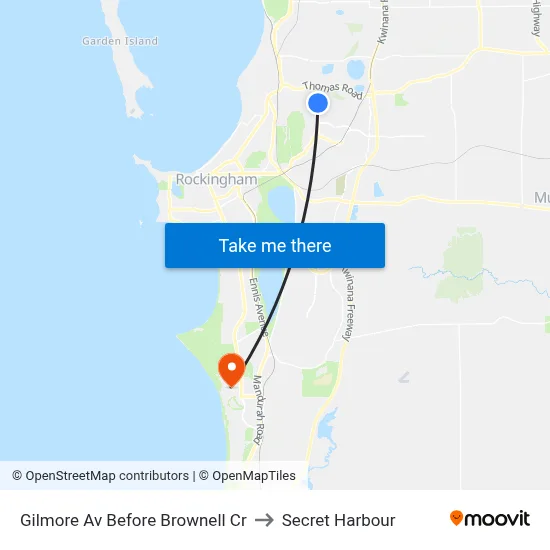 Gilmore Av Before Brownell Cr to Secret Harbour map