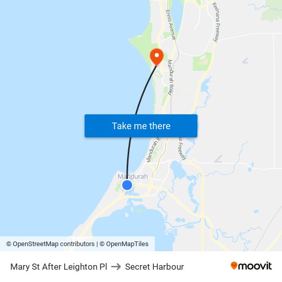 Mary St After Leighton Pl to Secret Harbour map