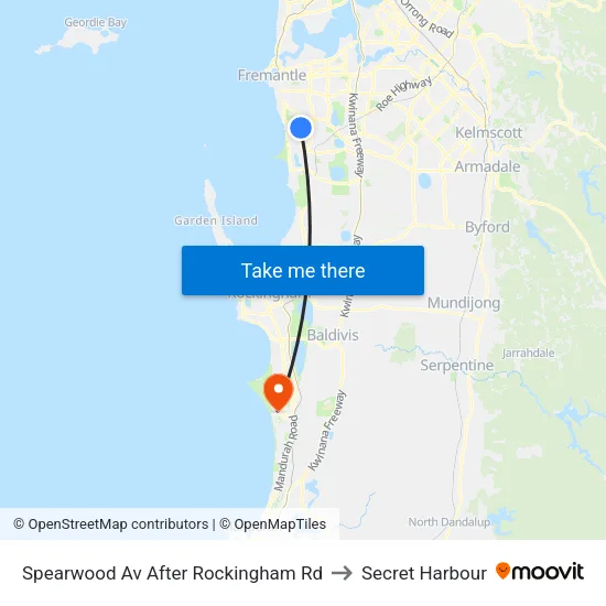 Spearwood Av After Rockingham Rd to Secret Harbour map
