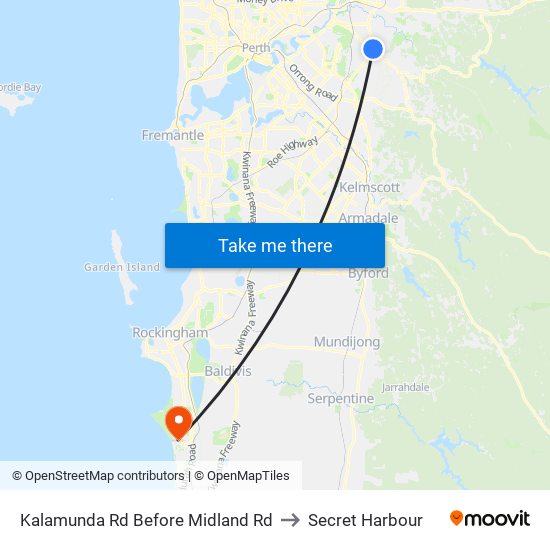 Kalamunda Rd Before Midland Rd to Secret Harbour map