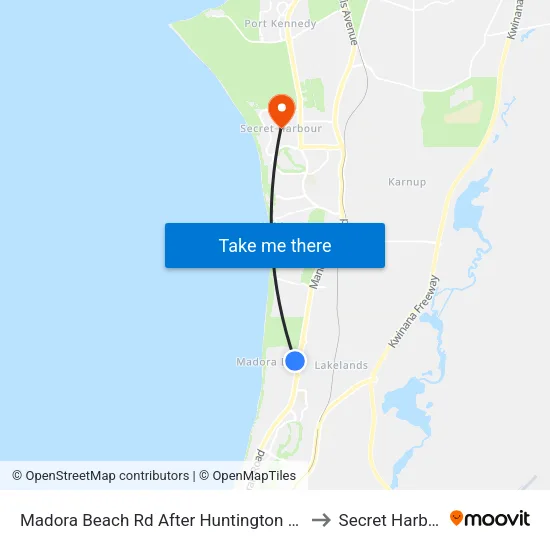 Madora Beach Rd After Huntington St to Secret Harbour map