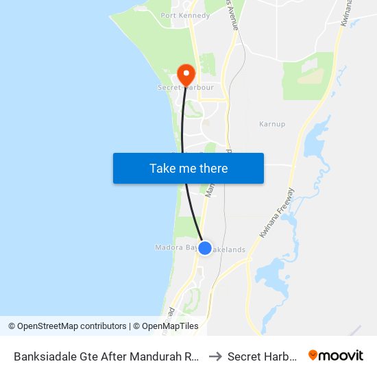 Banksiadale Gte After Mandurah Road to Secret Harbour map