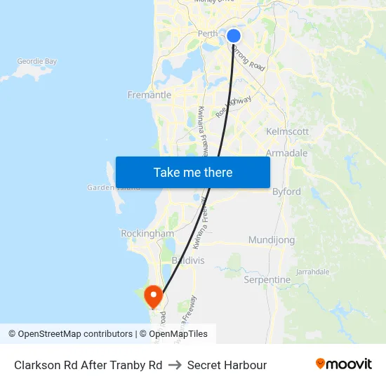Clarkson Rd After Tranby Rd to Secret Harbour map